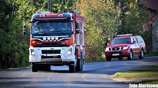 Przejazdy alarmowe radiowozów policji oraz 10 zastępów z JRG oraz OSP na ćwiczenia  zrzuty wody [upl. by Enayd]