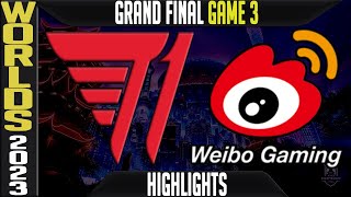 T1 vs WBG Highlights Game 3  S13 Worlds 2023 GRAND FINAL  T1 vs Weibo Gaming G3 [upl. by Einnal278]