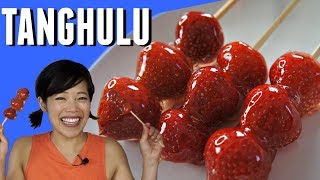 TANGHULU 冰糖葫芦 Recipe  crunchy edible glass candycoated strawberries FAILS included [upl. by Eesac895]