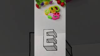 very easy how to drawing 3d floating latterquotE anamorfic illusionkidsdrawingviralartwork [upl. by Pitchford]