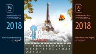 Professional Printable Calendar Design Free Download I Adobe PhotoshopIllustrator CC 2018 Tutorial [upl. by Nnalyrehs]