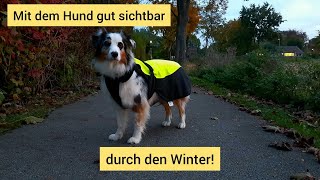 Mit Hund gut sichtbar in der dunklen Jahreszeit  So mache ich mich amp die Hunde im Dunkeln sichtbar [upl. by Nalid]