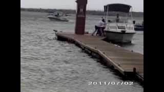 Woman falls off of boat at the dock [upl. by Bibi531]