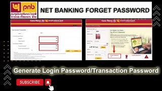 PNB Net Banking quotForgot LoginTransaction Passwordquot Generate Password Online [upl. by Onilegna]