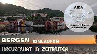 Bergen  Norwegen  Einfahrt und Einlaufen  Anlegen  AIDA Kreuzfahrt in Zeitraffer [upl. by Sass]