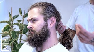 His Long Hair amp Beard Gets Cut OFF Biggest TRANSFORMATION on the Channel EVER [upl. by Tarabar]