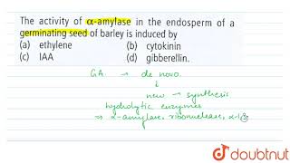 The activity of alphaamylase in the endosperm of a germinating seed of barley is induced by [upl. by Fates246]