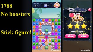 Candy Crush Saga Level 1788 3 stars no boosters nightmarishly hard level looks like a stick figure [upl. by Ade]