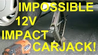 Car Scissor Jack Lift with Ridgid 12V Impact driver [upl. by Ingaberg]