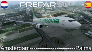 P3DV45 Amsterdam to Palma De Mallorca Transavia 737800 TimeLapse [upl. by Levenson]