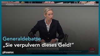 Alice Weidel zur Generaldebatte zum Bundeshaushalt 2024 am 310124 [upl. by Langston]