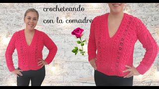 😍⭐suéter tejido a crochet con dos rectángulos fácil y rápido con la comadre [upl. by Raynah]