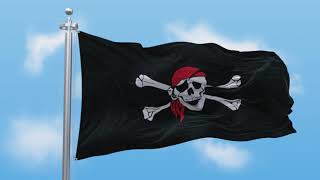 Waving Pirate Flag Footage 4K  Free Stock Footage [upl. by Landry997]