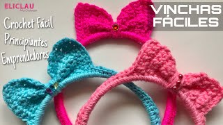 Como tejer VINCHADIADEMA a Crochet con MOÑO  CROCHET FÁCIL  EliClau [upl. by Hound]