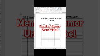 Membuat Nomor Urut di Tabel microsoftword microsoftexcel microsoft [upl. by Gardy]