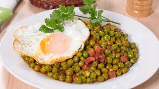 Guisantes con Jamón Serrano y Huevo Frito  Receta Fácil y Rápida para el día a día [upl. by Clarisse]