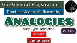 Analogies Practice Part2  Verbal Reasoning  Gat General Preparation Series [upl. by Mildrid193]