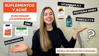 SUPLEMENTOS Y ACNÉ NIACINAMIDA ZINC OMEGA 3 VITAMINA A PROTEÍNA WHEY VITAMINA B12  DIETA [upl. by Hgalehs]