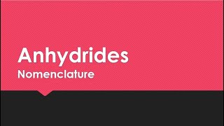 Naming ANHYDRIDES NonMetallic Oxides [upl. by Llertnor505]