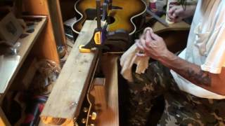 how to install a guitar fretboard Guild F50 part 5 of 7 guitar repair acoustic [upl. by Eed]