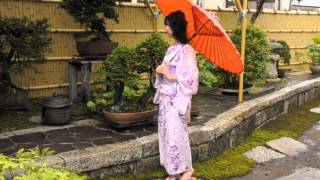 Kimono girl with up do at Japanese garden [upl. by Yemarej]