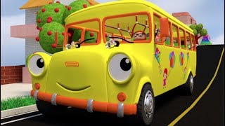 WHEELS ON THE BUS GO ROUND AND ROUND NURSERY RHYME WITH LYRICS  YELLOW SCHOOL BUS [upl. by Rad]