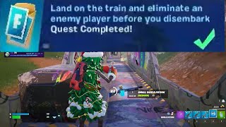 Land on the train and eliminat an enemy player before you disembark Fortnite [upl. by Livingston526]