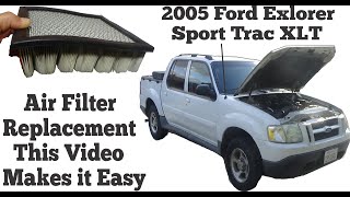 Replace 2005 Ford Explorer Sport Trac XLT Air Filter Tutorial [upl. by Annetta]