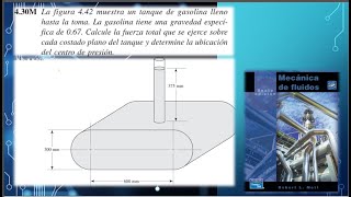 Fuerza hidrostática sobre superficie plana sumergida Ejercicio 430 Mec de Fluidos Robert Mott 6ta [upl. by Weisler]