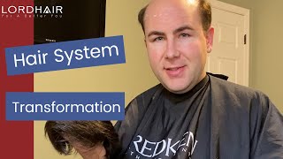 Home Hair System Transformation Attaching a PreCut and Styled Men’s Hair System  Lordhair [upl. by Akemal]