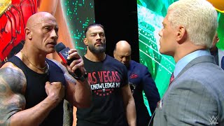 CODY RHODES PICKS ROMAN REIGNS THE ROCK JOINS ROMAN REIGNS WRESTLEMANIA 40 KICKOFF [upl. by Hayyim157]