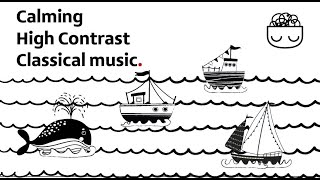 Baby Sensory  High contrast Mozart classical music fun Brain Development Boats  black white [upl. by Nirrep445]