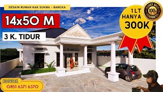 Desain Rumah Klasik 14x50 M 1 lantai  Kak Sukma  Jasa Desain Rumah Bangka [upl. by Lhok6]