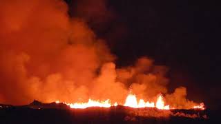 Fagradalsfjall volcano eruption Grindavik November 21 2024 close up [upl. by Ailatan]