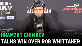 Khamzat Chimaev quotI didn’t mean to break Robert Whittakers chinquot  UFC 308 Post Fight Presser [upl. by Attennek536]