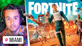 REACCIONANDO A LA NUEVA TEMPORADA DE FORTNITE DESDE MIAMI  TheGrefg [upl. by Adianez]