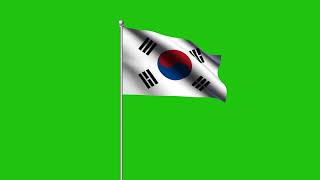 South Korea Flag Green Screen  South Korea Waving Flag Green Screen Animation [upl. by Anrehs]