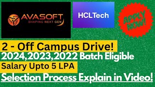 HCLTech amp AVASOFT Off Campus Driev 20242023 amp 2022 Batch Eligible  Salary Upto 5 LPA🔥🔥 [upl. by Netta]