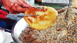 Black amp White Glutinous Rice Pancake with Sugar Sesame กะลอจี๊ Thailand Street Food  Tasty Journey [upl. by Broddy]