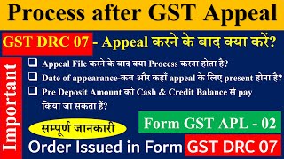 Process after Filing GST Appeal  Form GST DRC 07  Appeal to Appellate Authority  GST APL 02 [upl. by Prentiss63]