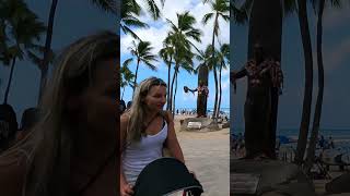 WATCHING PEOPLE Walking by the Duke Kahanamoku Statue at Waikiki Beach [upl. by Brezin]