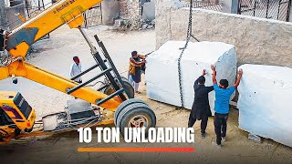 Marble Quarry Block 10 Ton Unloading JBC Liftall [upl. by Delphine]