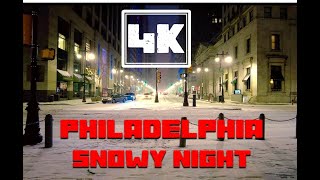 4K Philadelphia 2020 Beautiful Snowy Night Walking Tour Pennsylvania USA [upl. by Mayworm]