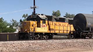 Union Pacific 1047 switches cars at Brenntag chemical in Chandler Az [upl. by Ivy320]