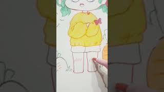 DIY draw tekenen girl meisje konijn schattig cute chibi groenhaar greenhair wortels [upl. by Griffis]