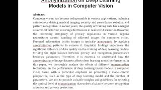 Balancing Privacy and Accuracy Exploring the Impact of Data Anonymization on Deep Learning Models i [upl. by Aihseken]