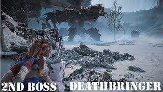 Horizon Zero Dawn Second Boss Fight  Deathbringer Hard Difficulty [upl. by Anrim]