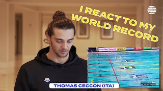 THOMAS CECCON ITA Reacts to 100m Backstroke World Record [upl. by Hanus]