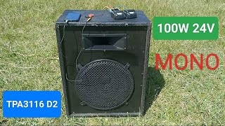 Wzmacniacz audio TPA3116 D2 klasa D 100W mono  test plenerowy z kolumną 15quot Dobry do boomboxa [upl. by Adelaida]