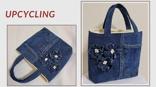 DIY 안입는 청바지 리폼가방 만들기jeans refashion작은가방손가방Making Mini Ecobag미니 에코백Upcycling [upl. by Enoch]